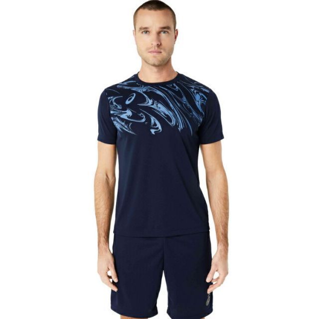 asics アシックス MID PRINT SS TOP ミッドナイト XL 2101A226 405 | スポーツ スポーツウェア サッカー フットサル ドライプリントシャツ シャツ 半袖 吸汗速乾 ショートスリーブ 速乾 メンズ フィット