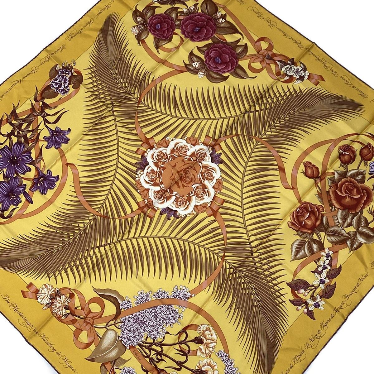 高級感☆シルク製スカーフ【HERMES】Ex-Libris fringed scarf 80