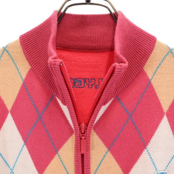 【Lサイズ】PEARLY GATES パーリーゲイツ　アーガイル　ジップアップ エアフィール×DIAPLEX フルジップアップニットジャケット｜PEARLY