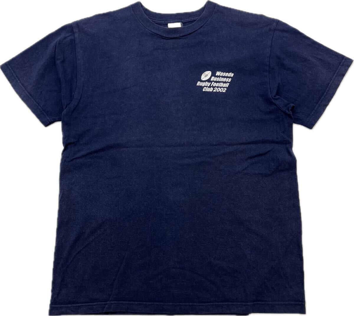 早稲田実業  ビジネス ラグビー フットボール クラブ 早実 Tシャツ 半袖 ネイビー L 希少 系属 早稲田大学 伝統 スポーツ 古着S3564