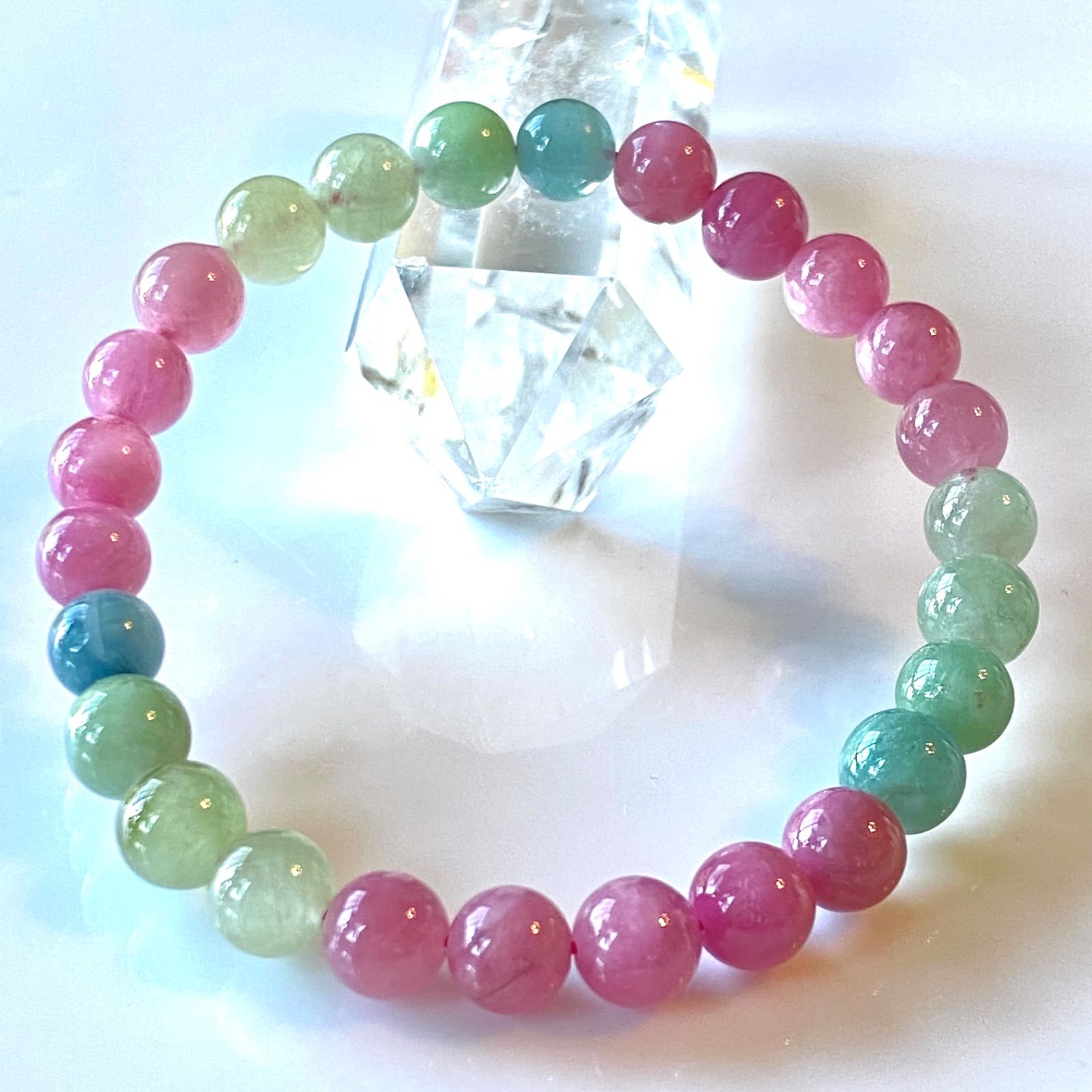 夢 パステル 高品質 アフガニスタン産 トルマリン ブレスレット