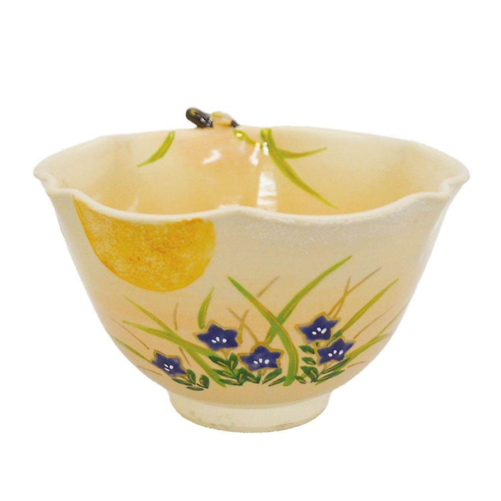 茶道具 抹茶茶碗 抹茶碗 茶道 京焼 月に秋草 茶盌 竹中洸祥作 贈り物 経11×高8.5cm A.月に秋草