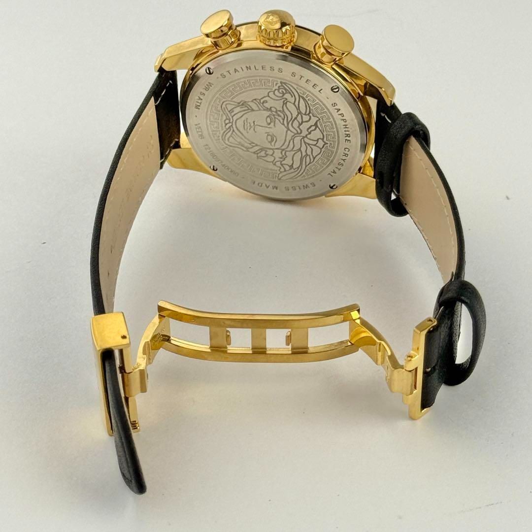 ヴェルサーチ メデューサ クロノグラフ 新品ベルト 新品電池 メンズ