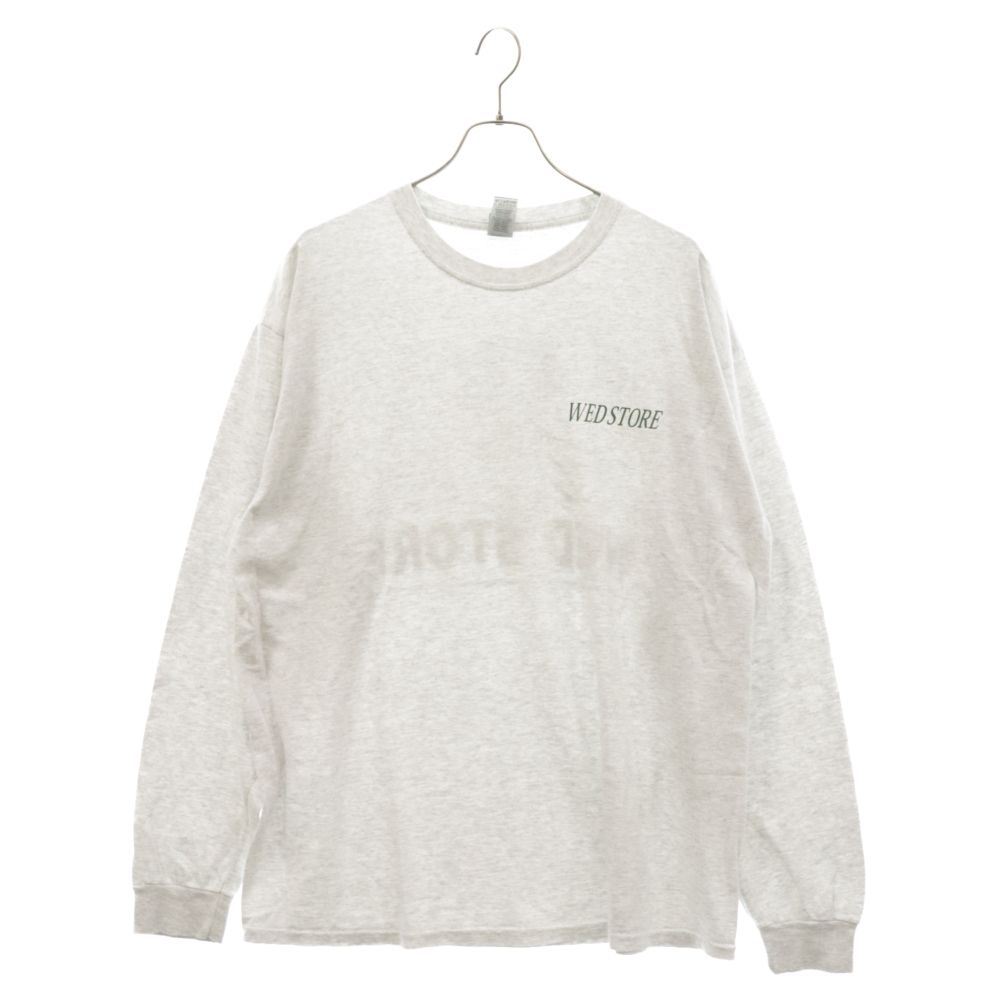 WED STORE (ウェドストア) 両面 ロゴプリント クルーネック 長袖Tシャツ カットソー グレー
