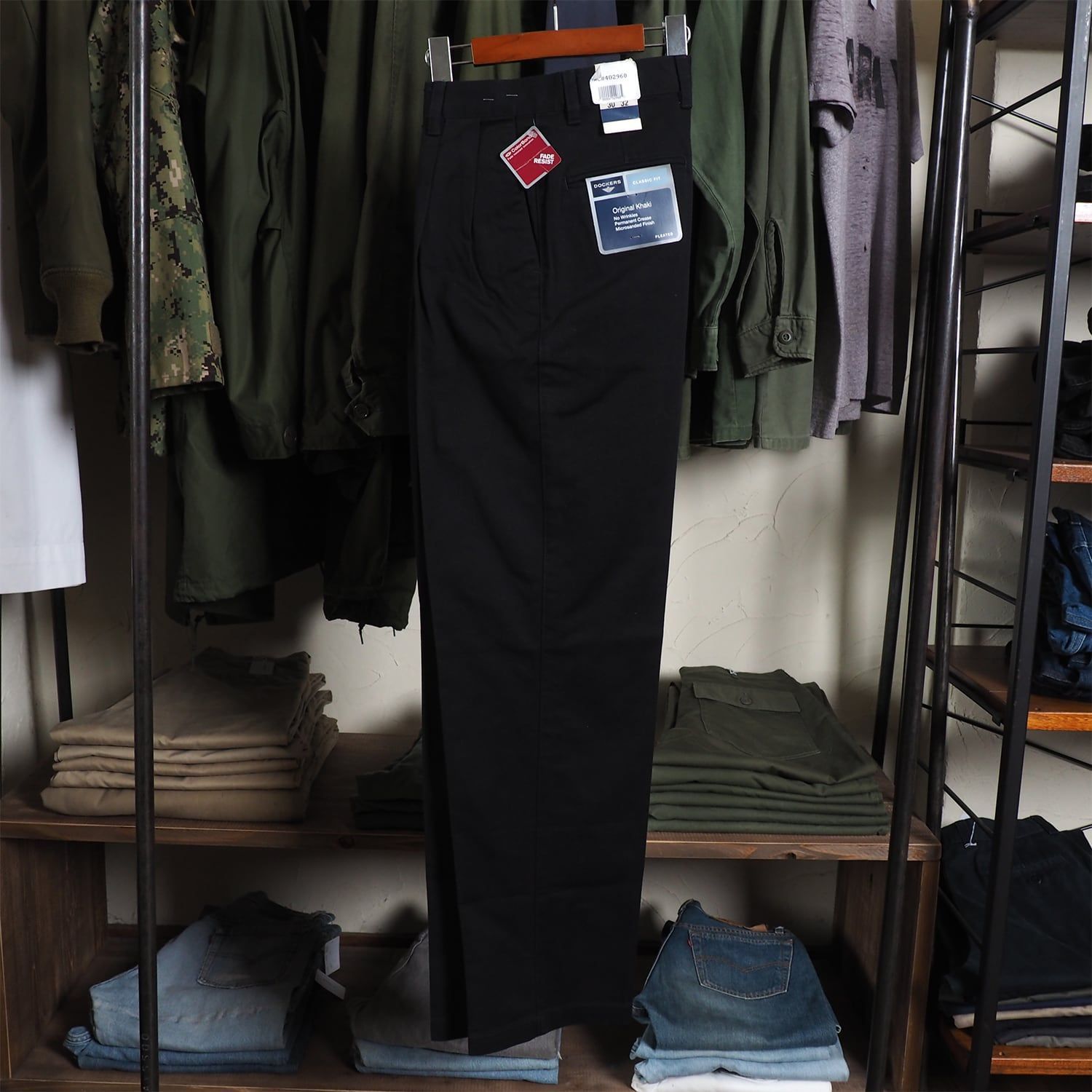 00s DOCKERS ドッカーズ デッドストック NOS コットン スラックス ブラック 黒 W30 Levi’s リーバイス
