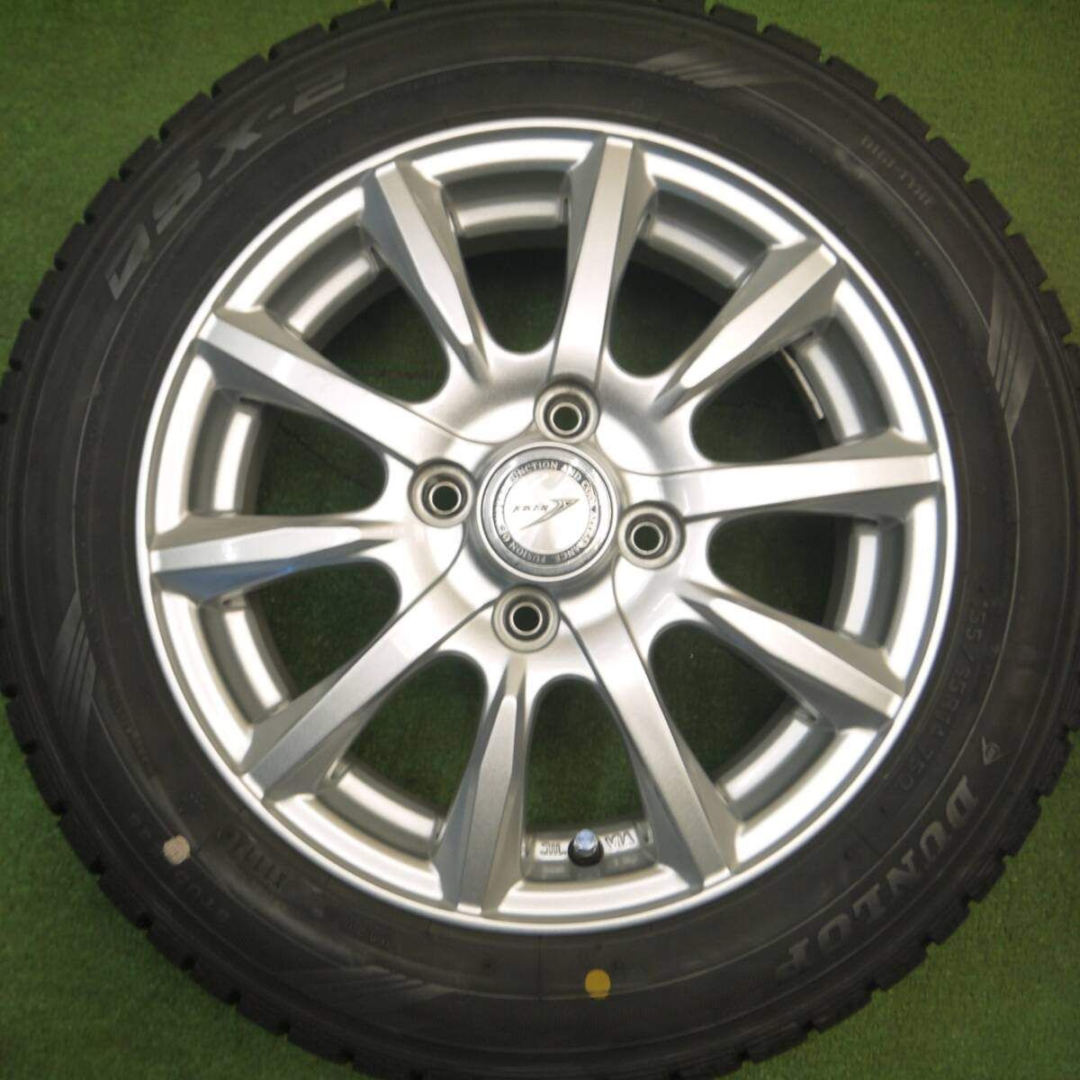 バリ溝 ダンロップ 155/65R14 ホイールセット （青0466）