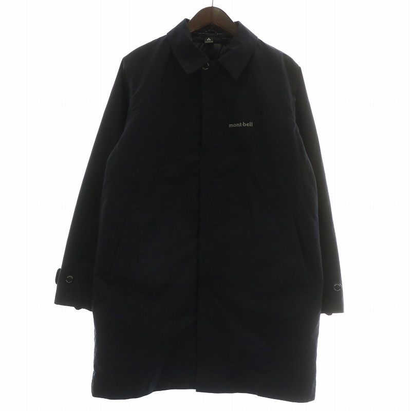モンベル Montbell ダウンライナーコート アウター ステンカラー ミドル ジップアップ ロゴ 刺繍 S 紺 ネイビー 1101579 /XZ ■GY11