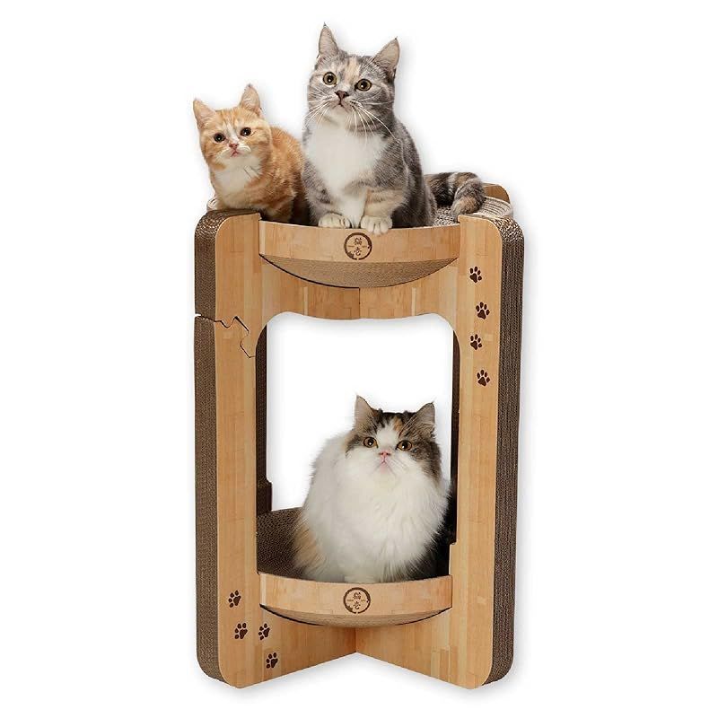 キャットタワー 「さんかく屋根の隠れ家タワー 据え置きタイプ