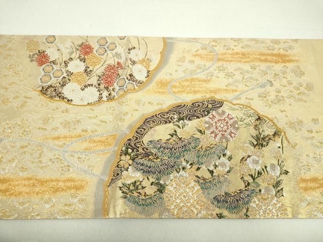 平和屋着物●西陣の名門　加納幸謹製　六通柄袋帯　唐織　立波吉祥花文　金糸　正絹　逸品　DAAU5411ps 平和屋着物○西陣の名門 加納幸謹製 六通柄袋帯 唐織 立波吉祥花文