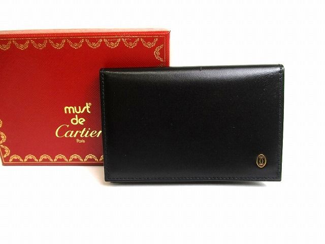 カルティエ パシャ 二つ折り財布 ブラック コインケース付き 未使用に