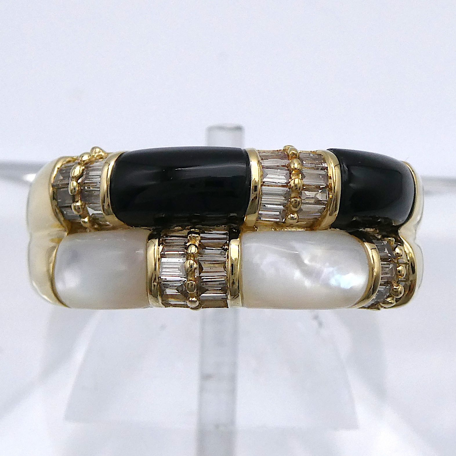 リング GSTV K18 ダイヤモンド0.32ct オニキス シェル 14号 - メルカリ 