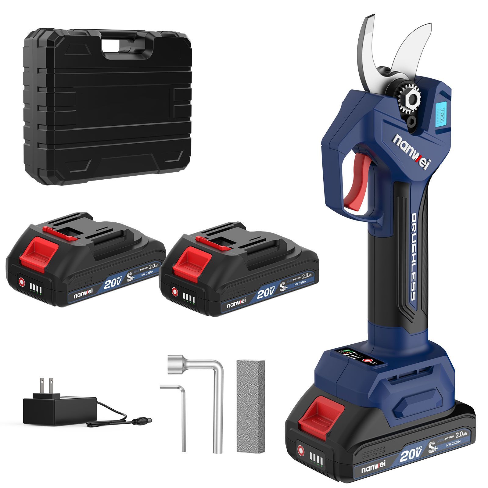 NANWEI 電動剪定バサミ マキタ18Vバッテリー対応 電動ハサミ 最大切断径30mm ブラシレスモーター コードレスハサミ バッテリー残量と切断回数表示 充電式剪定ばさみ 庭木|枝切り|果樹|剪定 電池セット