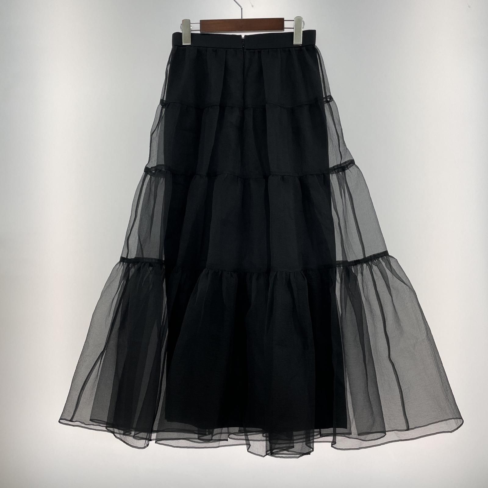 Whim Gazette オーガンジーボリュームスカート ブラック F