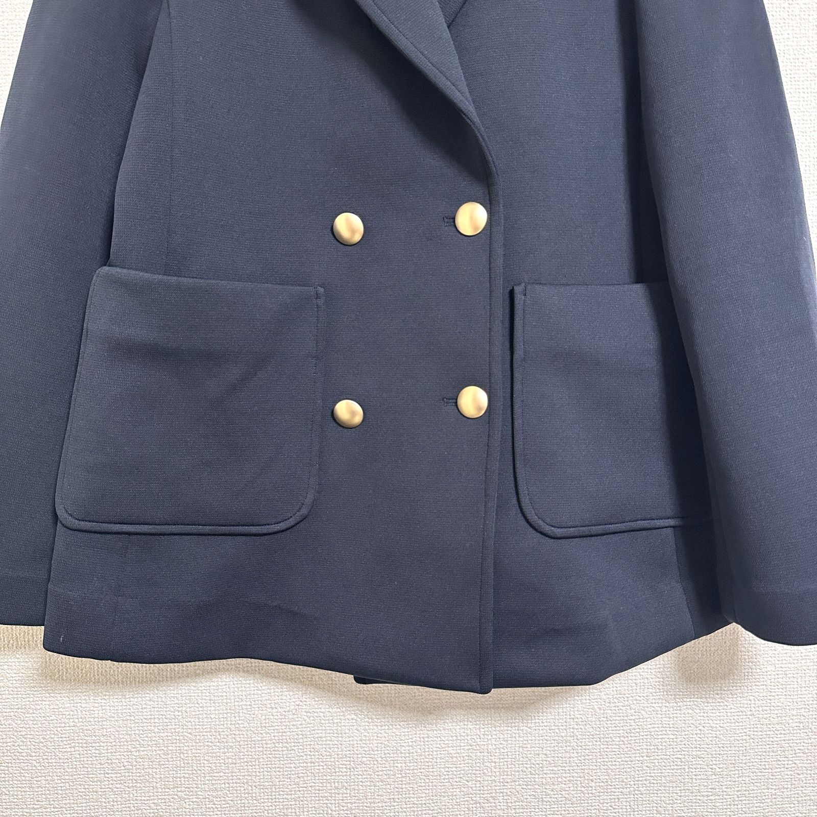 quaranciel 洗濯機可能 ジャージーテーラードダブルジャケット 36 濃紺