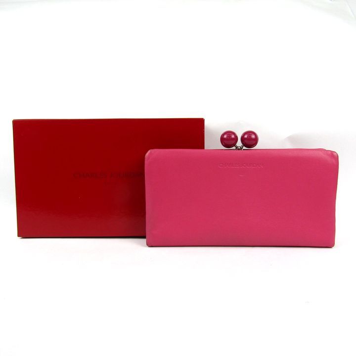 新品未使用 シャルルジョルダン ピンク 長財布 がまぐちファッション 