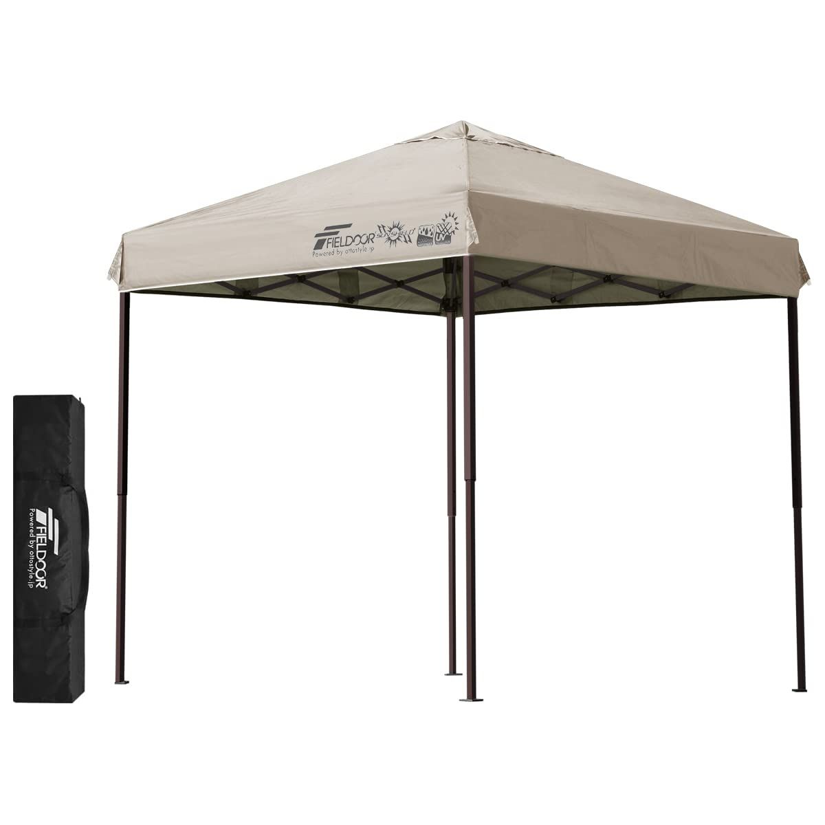 FIELDOOR ワンタッチタープテント G03 スチールフレーム 2.0m 風抜けベンチレーション 高耐水加工＆シルバーUVカットコーティング 紫外線カット 遮熱