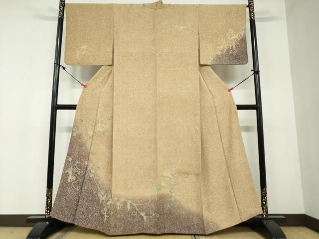 平和屋着物○訪問着 飛鳥葡萄蔦の葉文 暈し染め 金彩 正絹 逸品