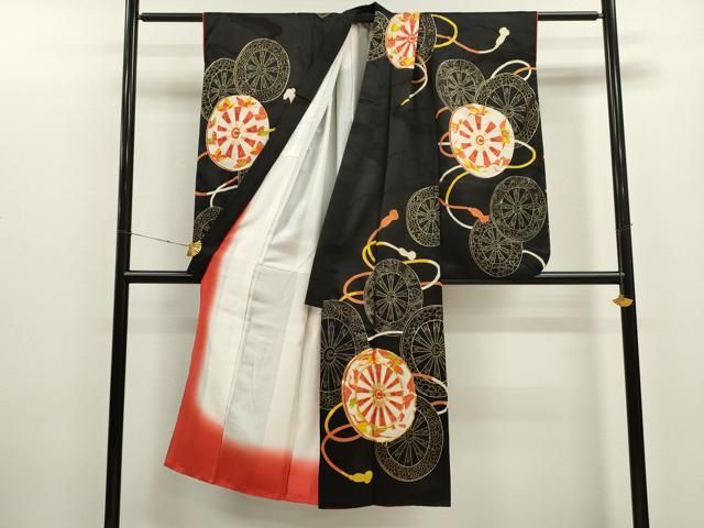 平和屋着物[]七五三 女の子 7歳 祝着 四つ身 袋帯セット 駒刺繍 吉祥菊花