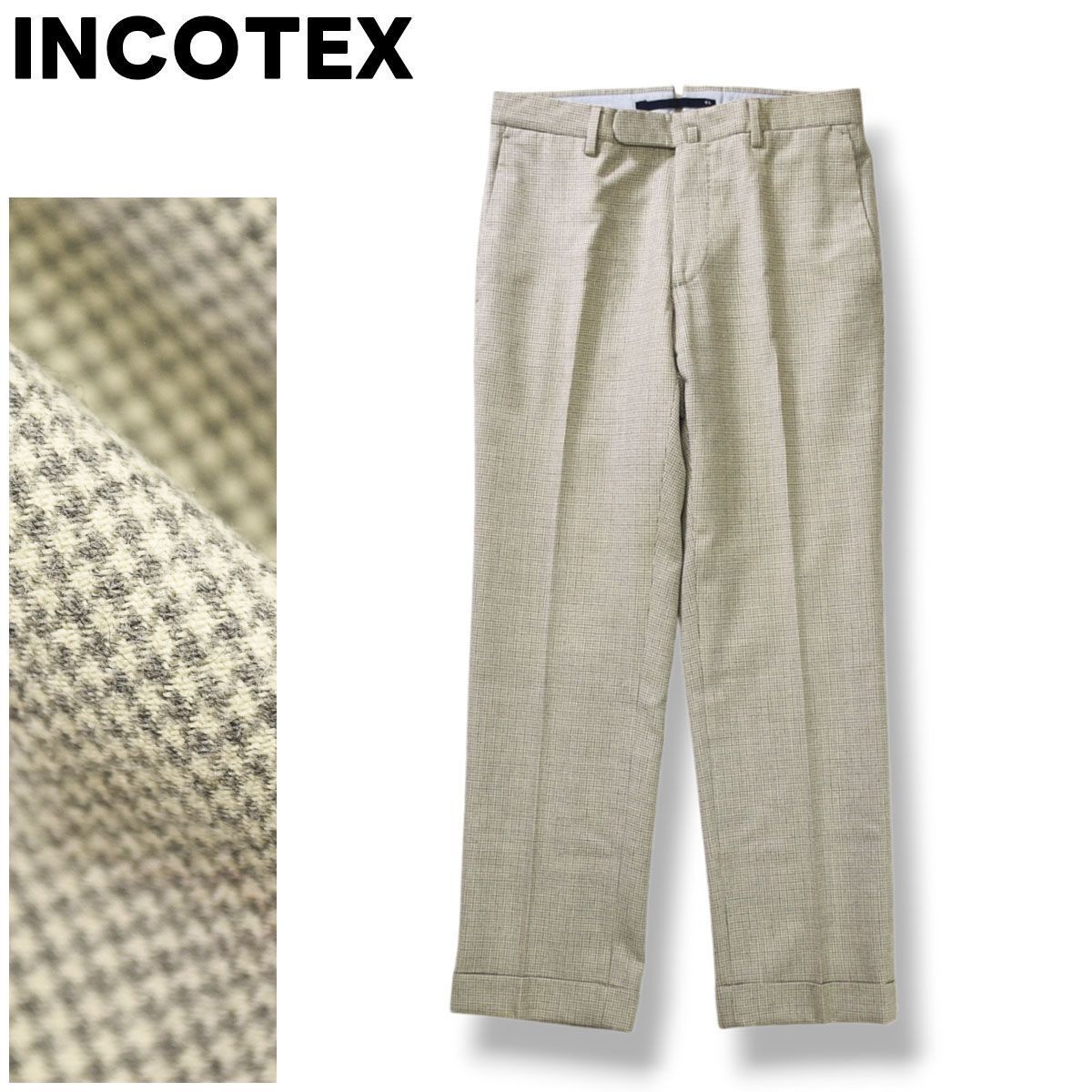 インコテックス 46 30型　グレー スラックス ノータック 美品】 インコテックス INCOTEX スラックス パンツ センター