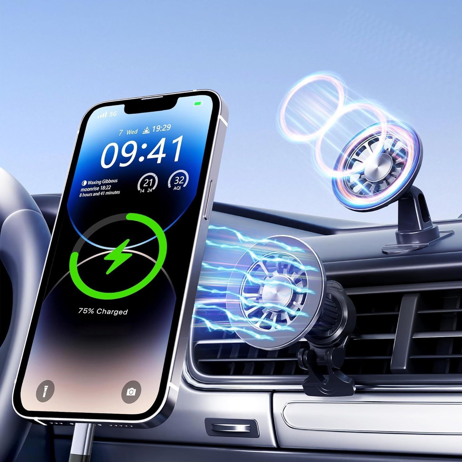 車用 スマホホルダー 吹き出し口 取付簡単 360調整可能 : 角度・長さ・高さ自由調整可能スマホホルダー 車