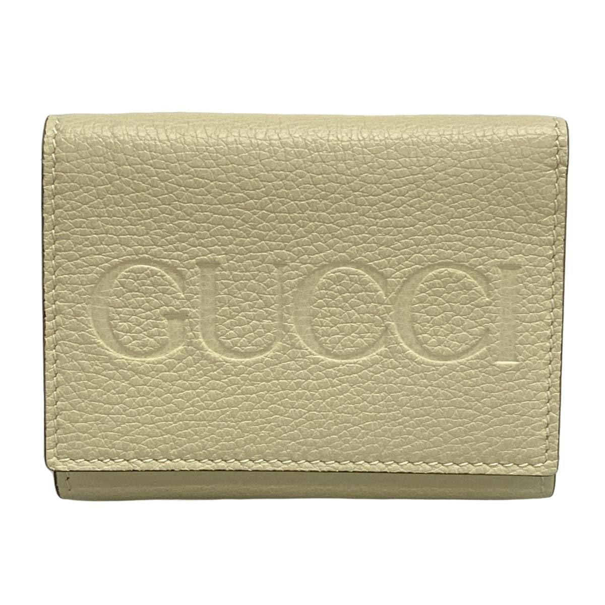 GUCCI(グッチ) 3つ折り財布美品 - 731694 アイボリー レザー - メルカリ