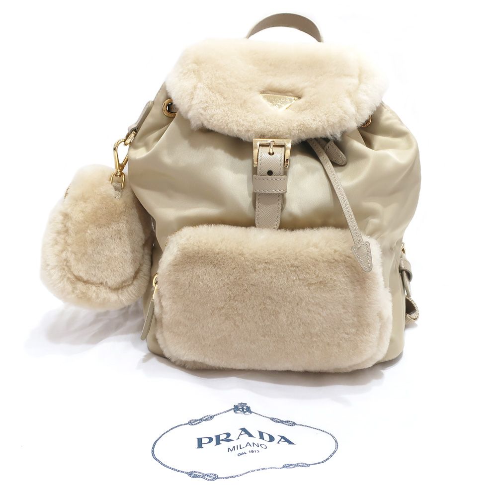 PRADA ファー付き 茶色リュック PRADA ファー付き 茶色リュック