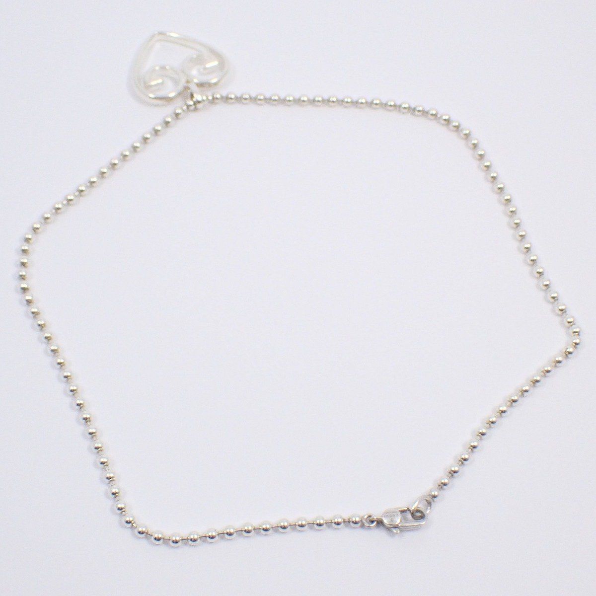 GUCCI Ag925 チェーンネックレス GUCCI グッチ オープンハート GG ボールチェーン ネックレス