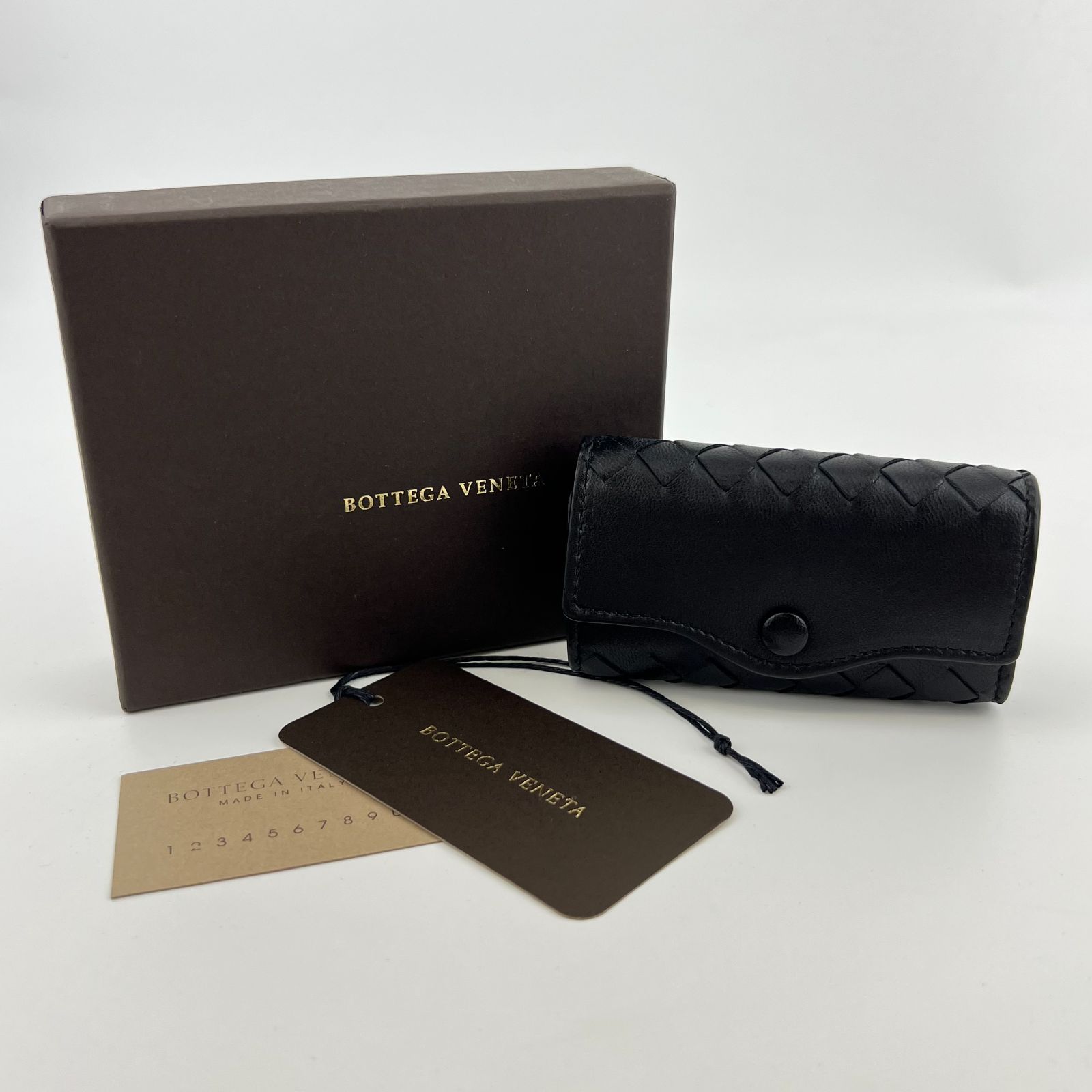 Bottega Veneta ボッテガヴェネタ イントレチャート キーケース 5連リング レザー ブラック メンズ レディー HIBUOCHI VINTAGE