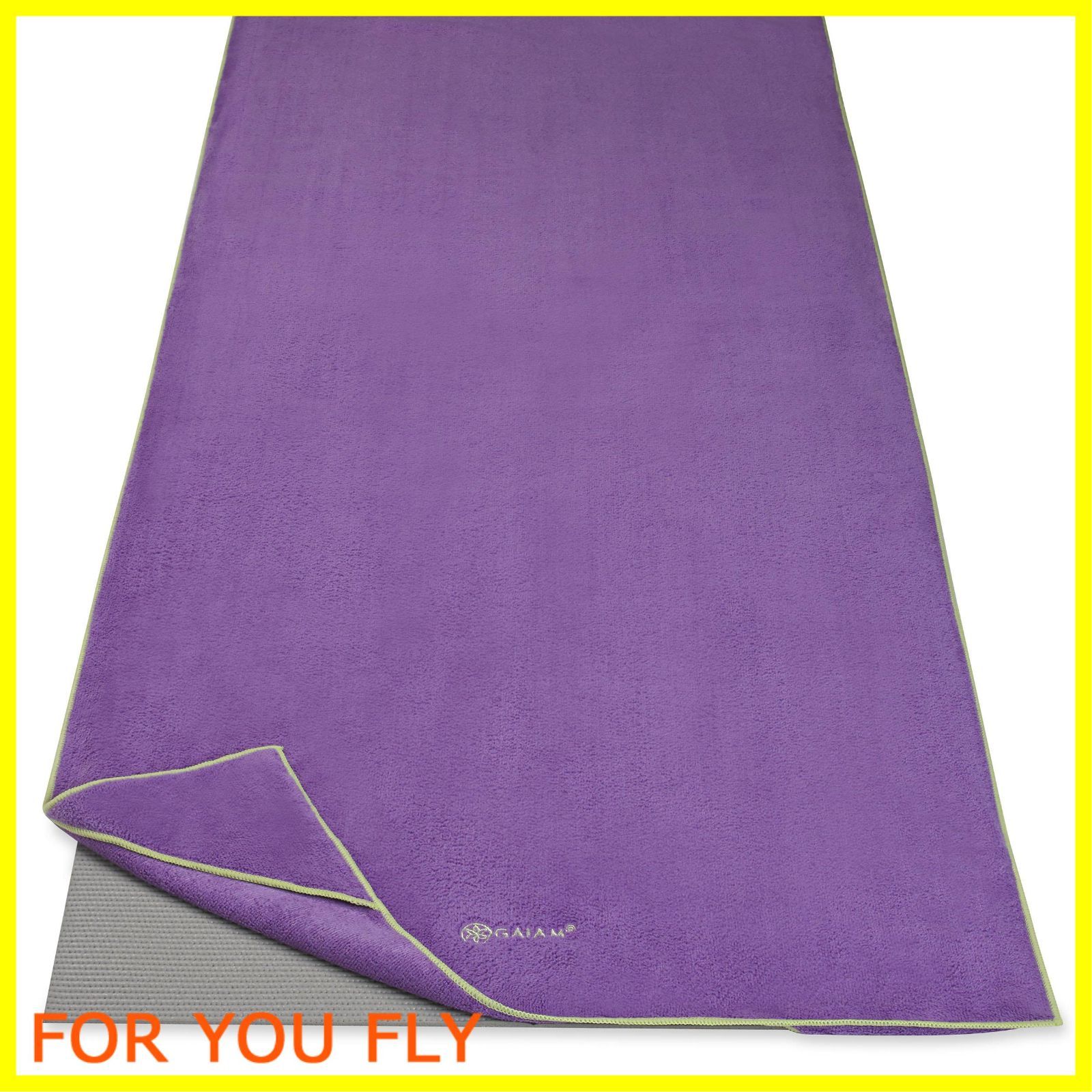 【人気商品】Gaiam Stay Put ヨガタオルマット サイズ ヨガマット タオル (標準サイズのヨガマット以上にフィット - 長さ68インチ x 幅24インチ) パープル