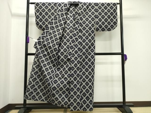 平和屋着物▽久留米絣 単衣 菱吉祥文 綿 逸品 CAAQ9590th