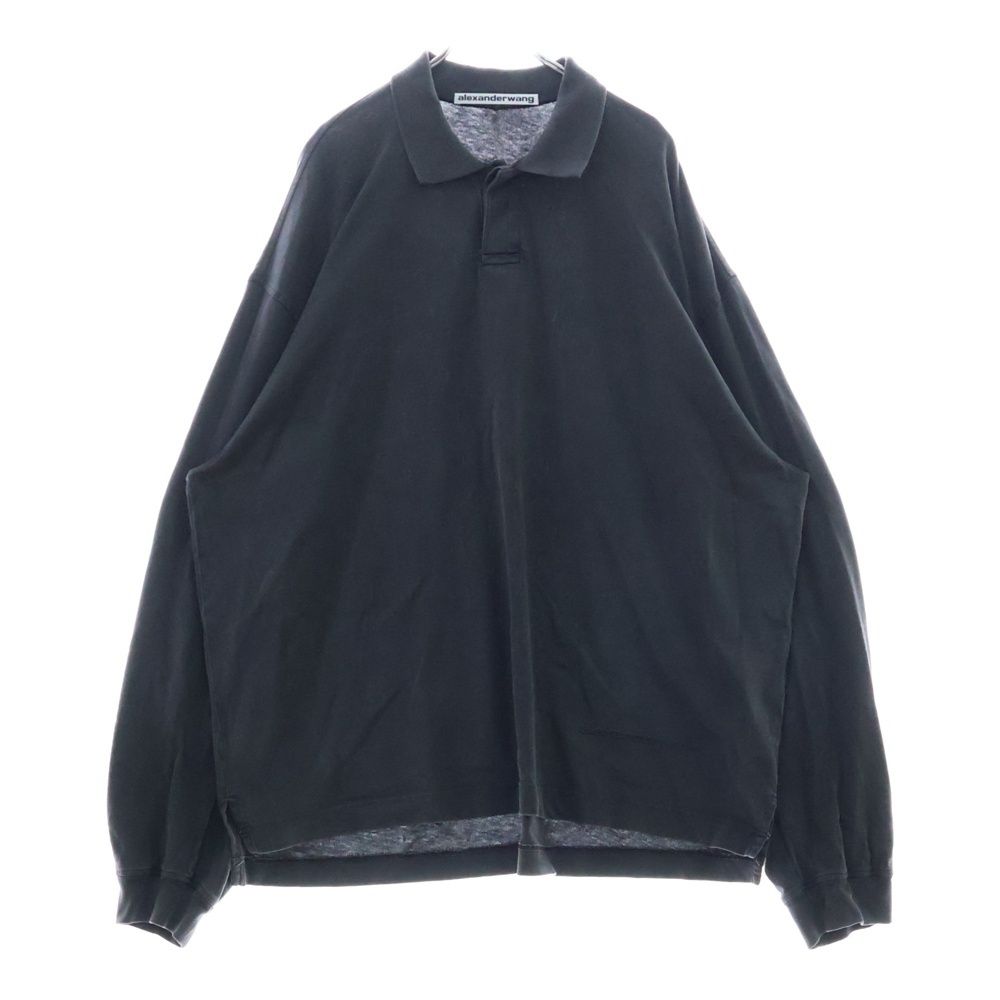 ALEXANDER WANG アレキサンダーワン Long Sleeve Polo アッシュ加工 ロングスリーブ ポロシャツ グレー 6CC1251072