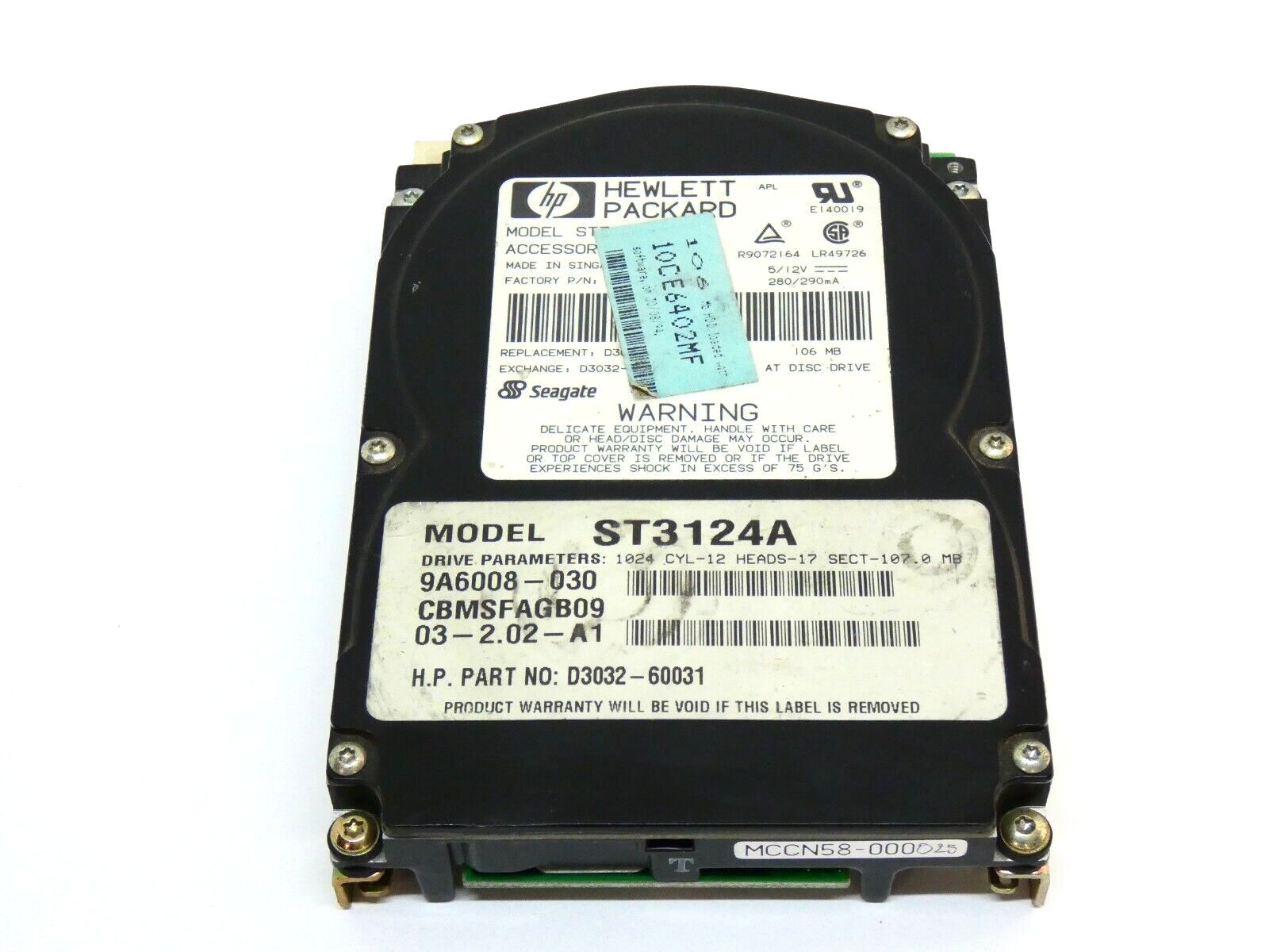 HEWLETT PACKARD (Seagate) ST3124A - 107MB IDE ハードドライブ IDE 3.5