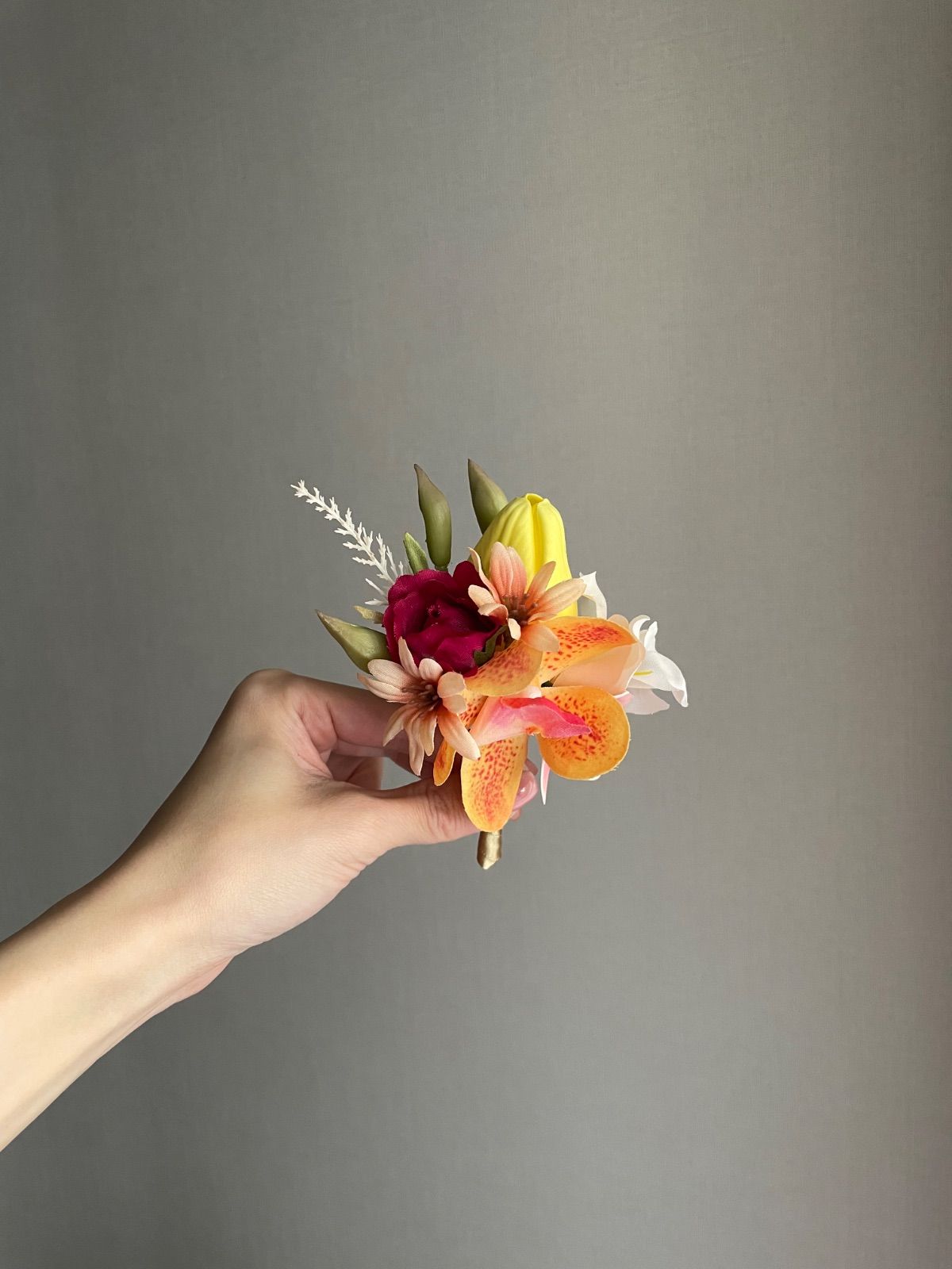 2周年記念セール☆】 peach×terracotta×yellow カラフルクラッチブーケ