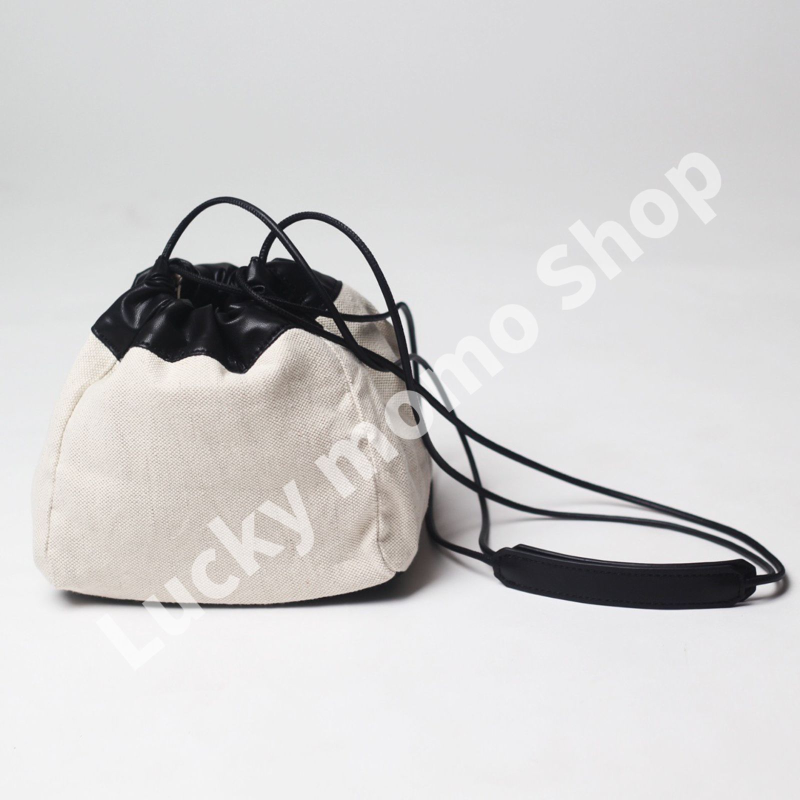 大人気 新品 JIL SANDER DRAWSTRING CROSSBODY BAG ジルサンダー ファッション レディース バッグ スモール ショルダーバッグ ドローストリングバッグ 斜め掛けショルダーバッグ ナチュラル×ブラック 2way