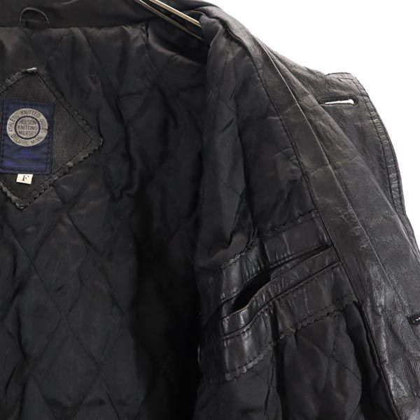 オールド 90s 本革 レザージャケット F 黒 OLD 本皮 裏キルティング 