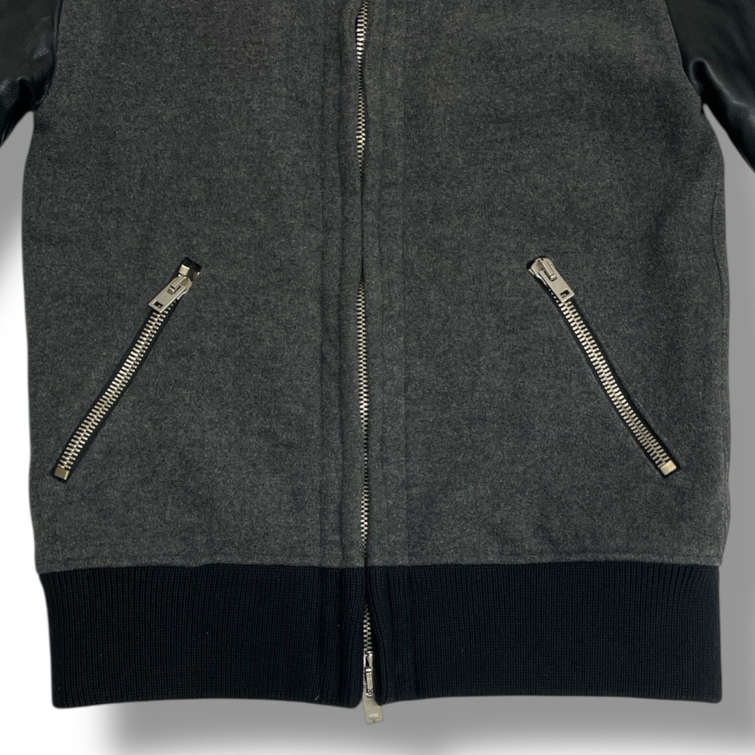 【定価10万円】ripvanwinkle カシミアレザースタジャン 黒 ripvanwinkle リップヴァンウィンクル レザースリーブ カシミヤ