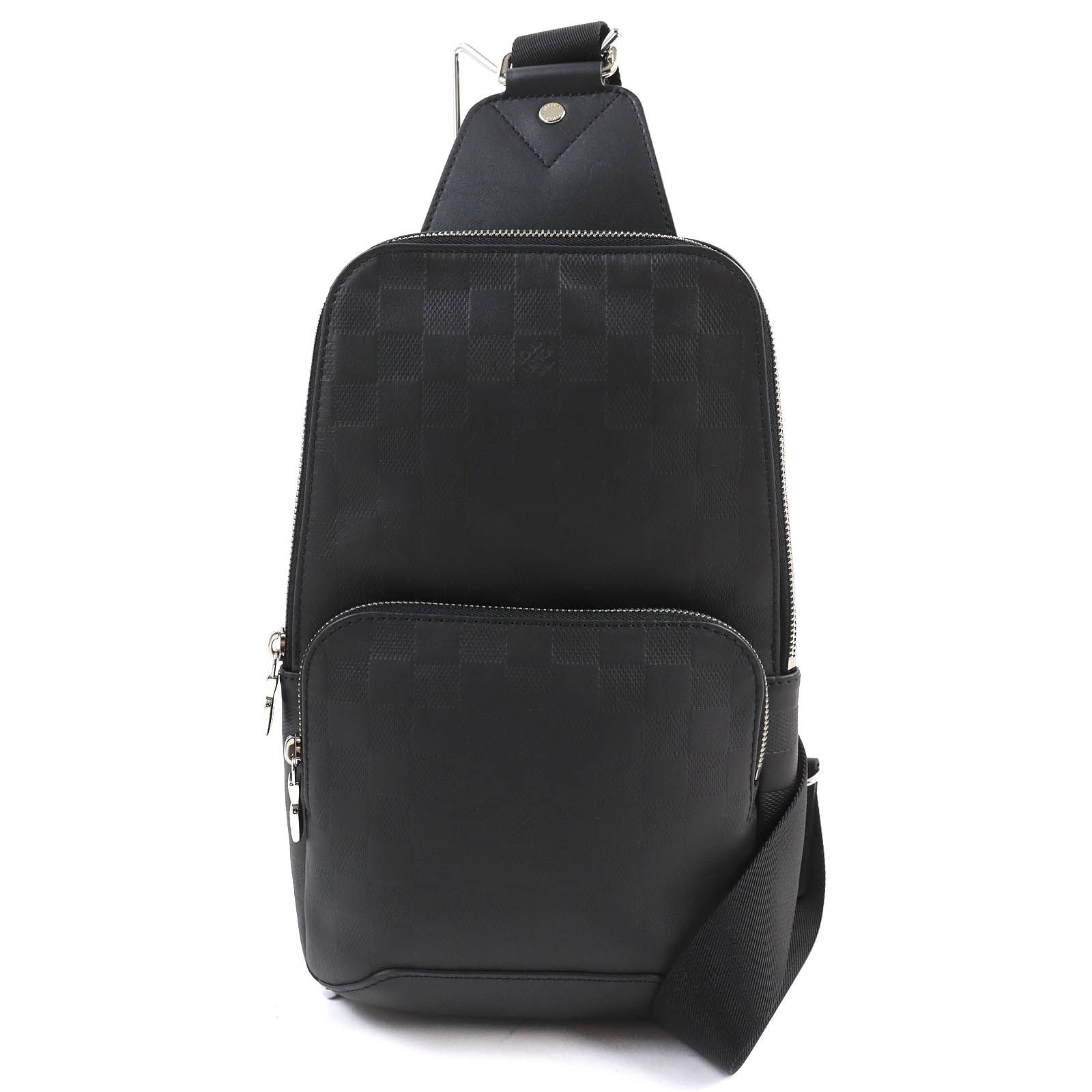 △LOUIS VUITTON ルイヴィトン N41720 アヴェニュー スリングバッグ レザー クロス ボディバッグ ブラック シルバー金具 保存袋付き フランス製 メンズ
