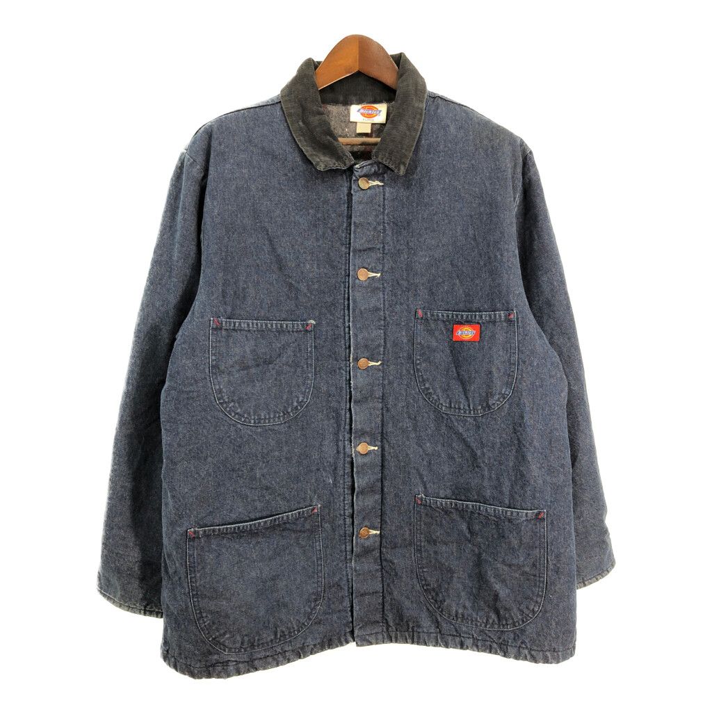 80年代 Dickies ディッキーズ デニム カバーオール ワークジャケット ブルー (メンズ XL) 中古 古着 S4577