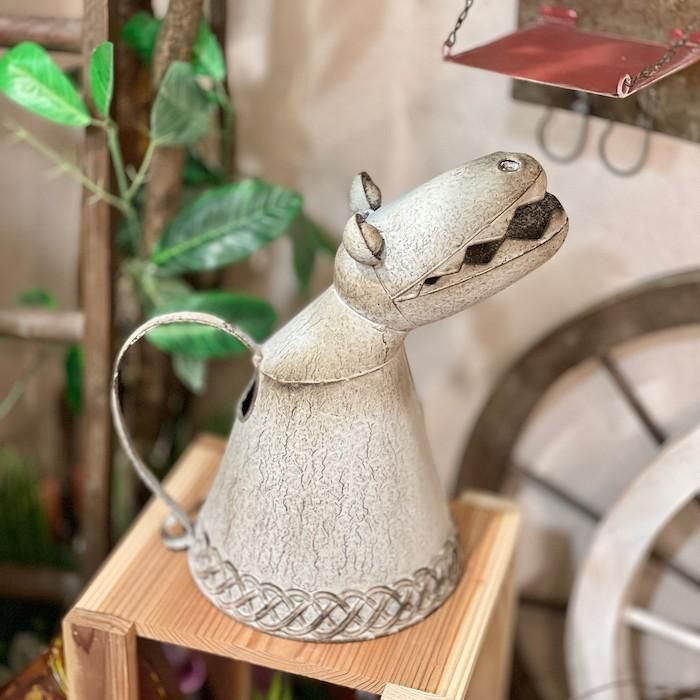 ワニのジョウロ 86367 ホワイト ヴィンテージ ジャンクガーデン