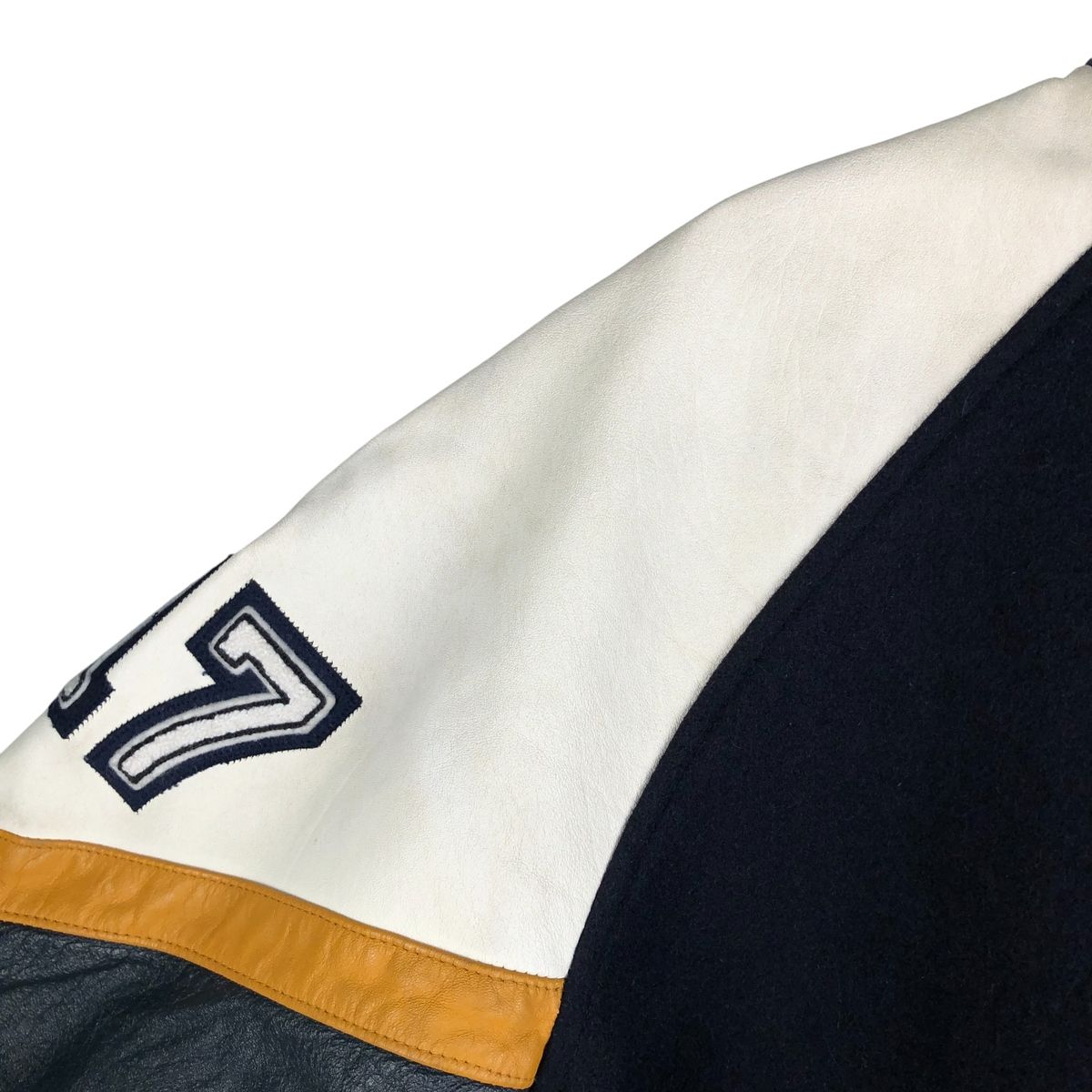 袖革ウールボタンスタジャン バーシティジャケット