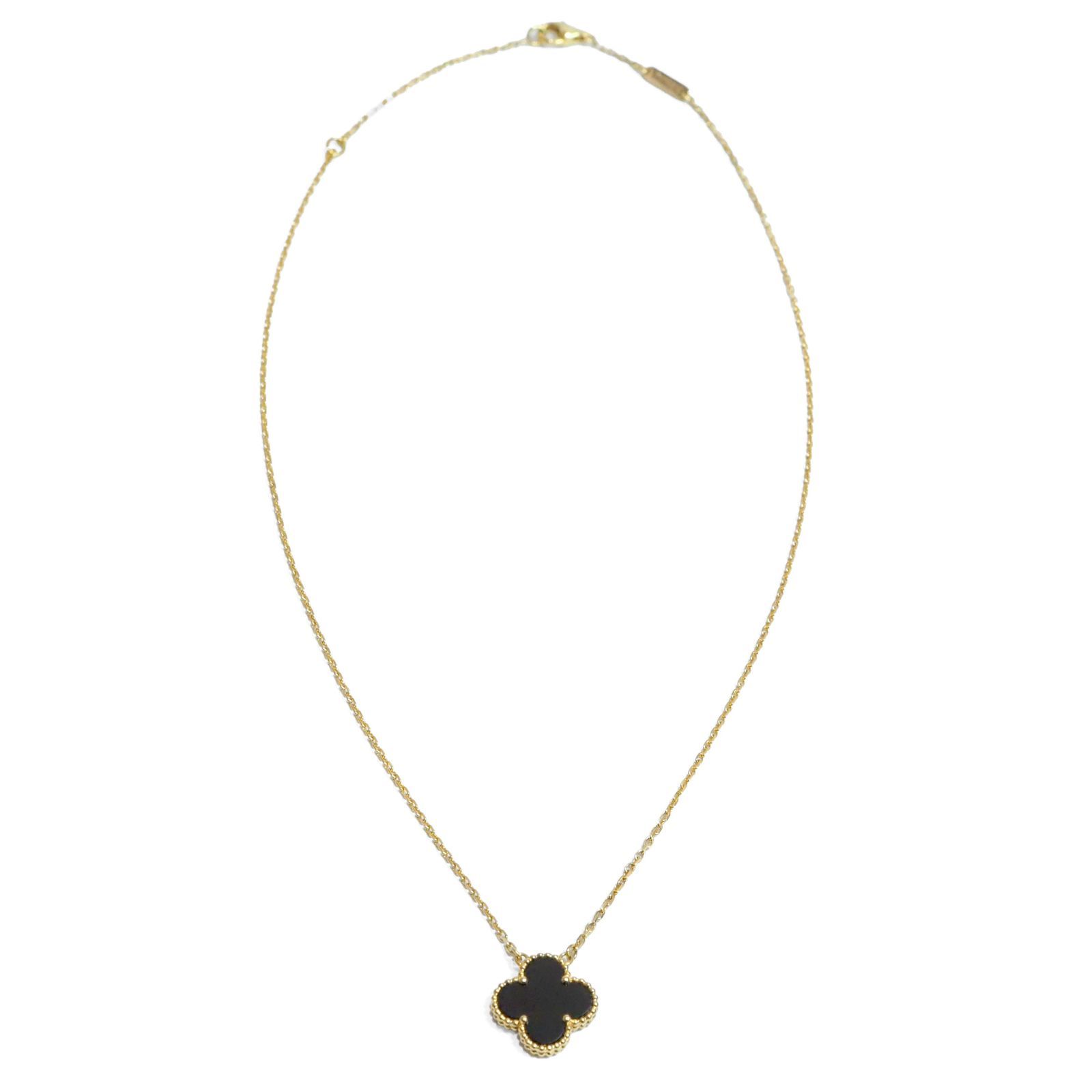 Van Cleef - Arpels ヴァン クリーフ-アーペル ヴィンテージ アルハンブラ K18YG オニキス ネックレス 約5.1g位 VCARA45800 18金 イエローゴールド ペンダント ジュエリー ブランド