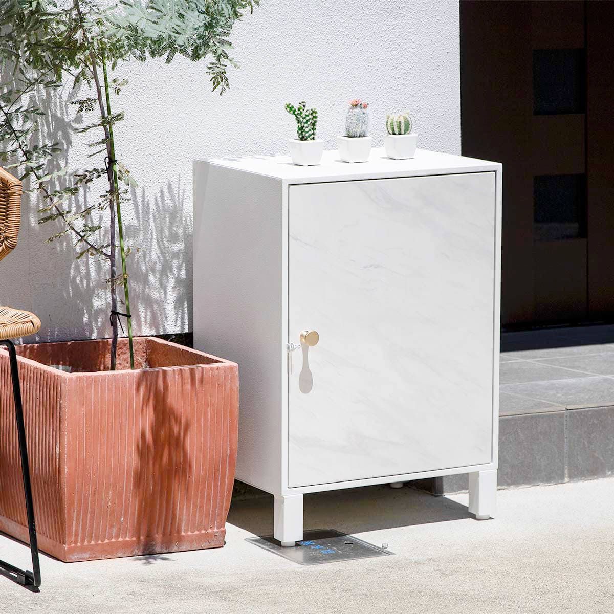  宅配ボックス 大理石調 宅配 ボックス 一戸建て用 据え置き マーブル 置き配用ボックス 前開き 1段 大容量 宅配BOX 戸建 屋外 ポスト 荷物受け メール便 宅配便 メールボックス 戸建て おしゃれ 水道設備 宅配ボックス 物置 車庫