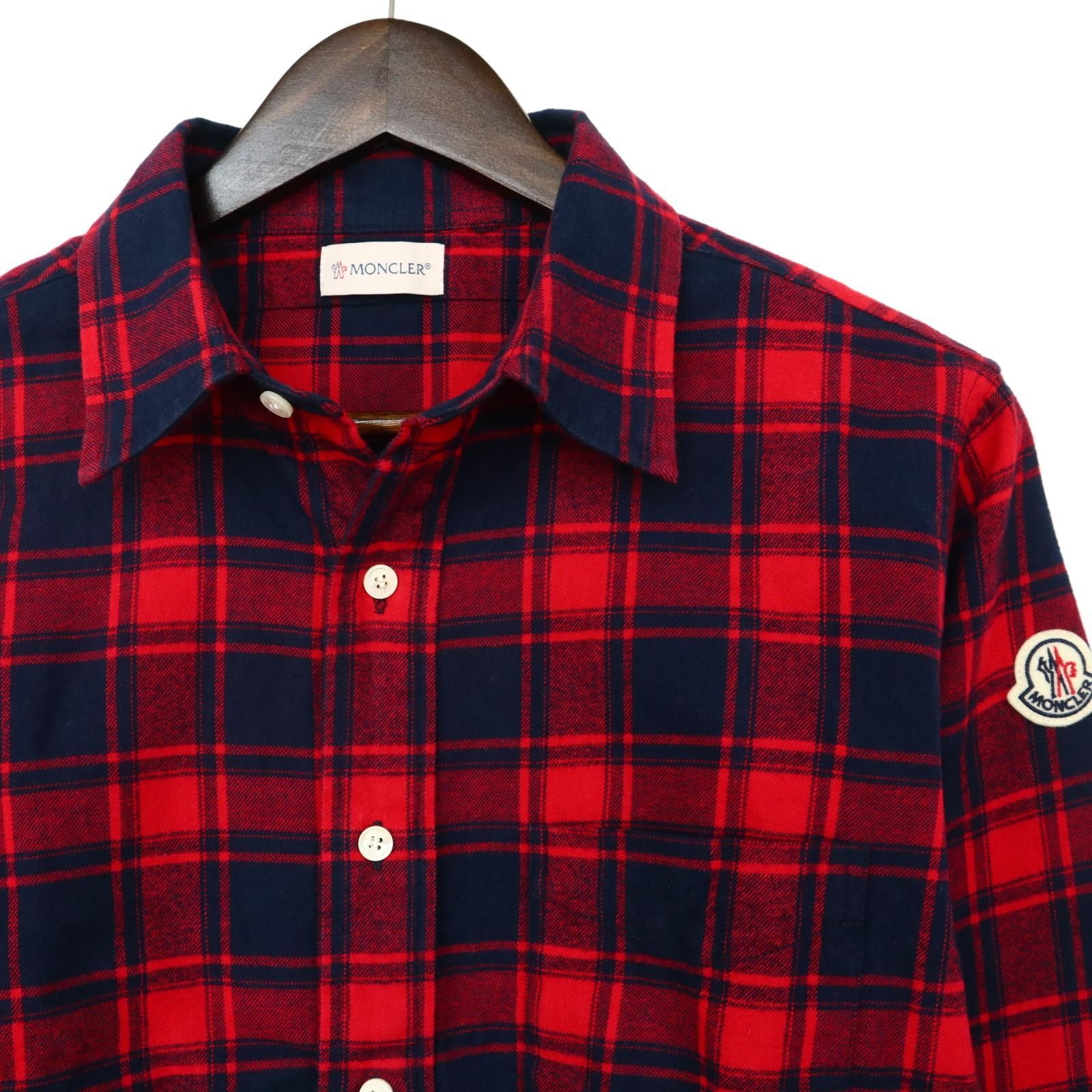 モンクレールジーニアス 2 MONCLER 1952 MONCLER GENIUS CAMICIA チェック柄ネルシャツ メンズ レッド 中古 サイズ  S コンディションA