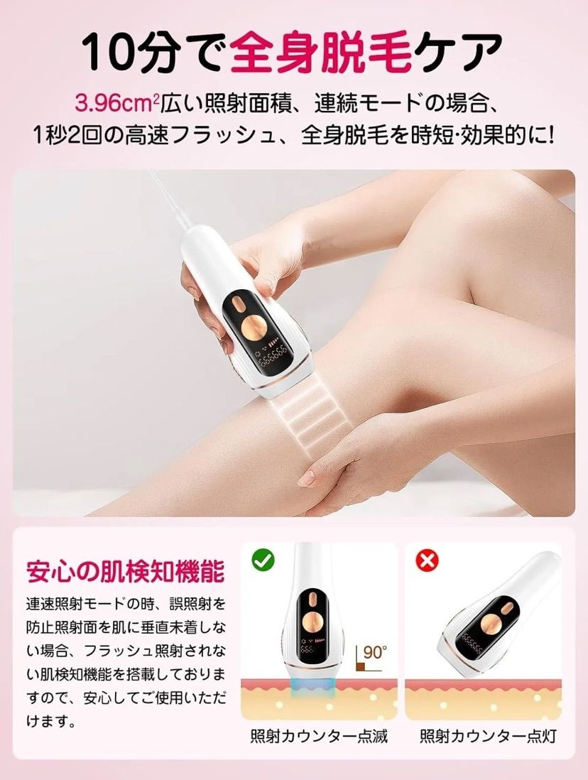 無痛脱毛器 全身適用 自動照射機能搭載 お買い得品 無痛脱毛器 自動照射 全身対応 全身対応の無痛脱毛器 自動
