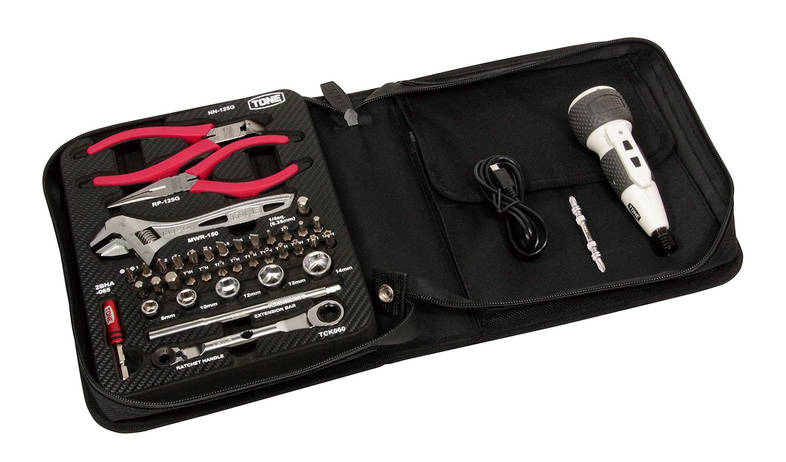 トネ TONE ツールバッグセット TSX2170 差込角6.35mm-ビット差込 1|4-ビット差込 ブラック 内容25点