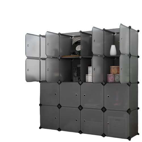【新着商品】DIY 組立簡単 寝室 カラーボックス ボックス リビング 扉付き 大容量 衣類収納ラック 耐久性 組み立て式 安定 収納ボックス 収納 16個セット 棚 (グレー クローゼット 16BOX) ワード