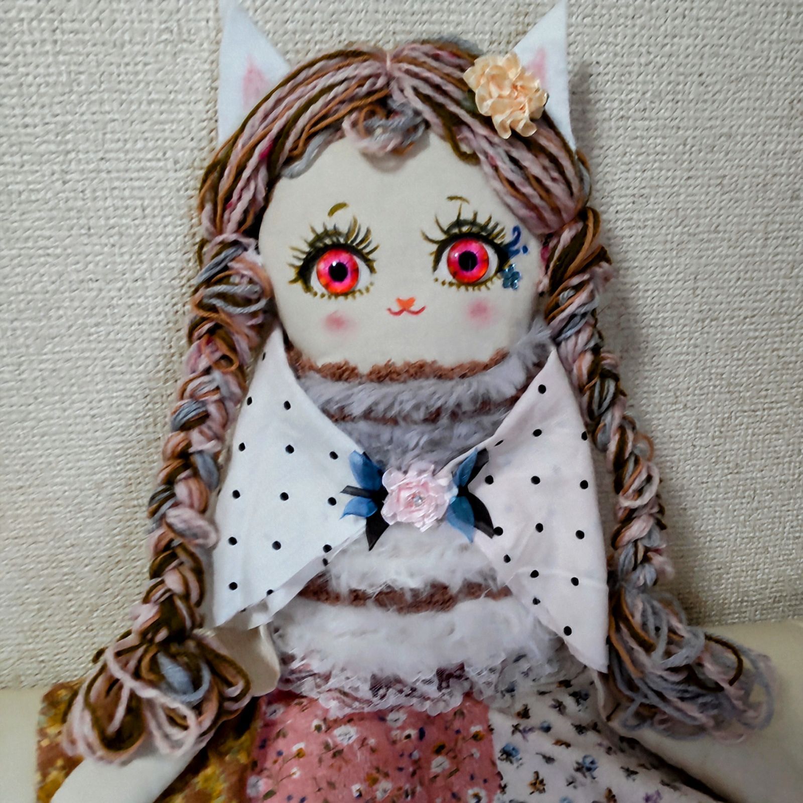 メグミさまへ     63cm  猫の擬人化ドール ネコのお人形  カントリードール
