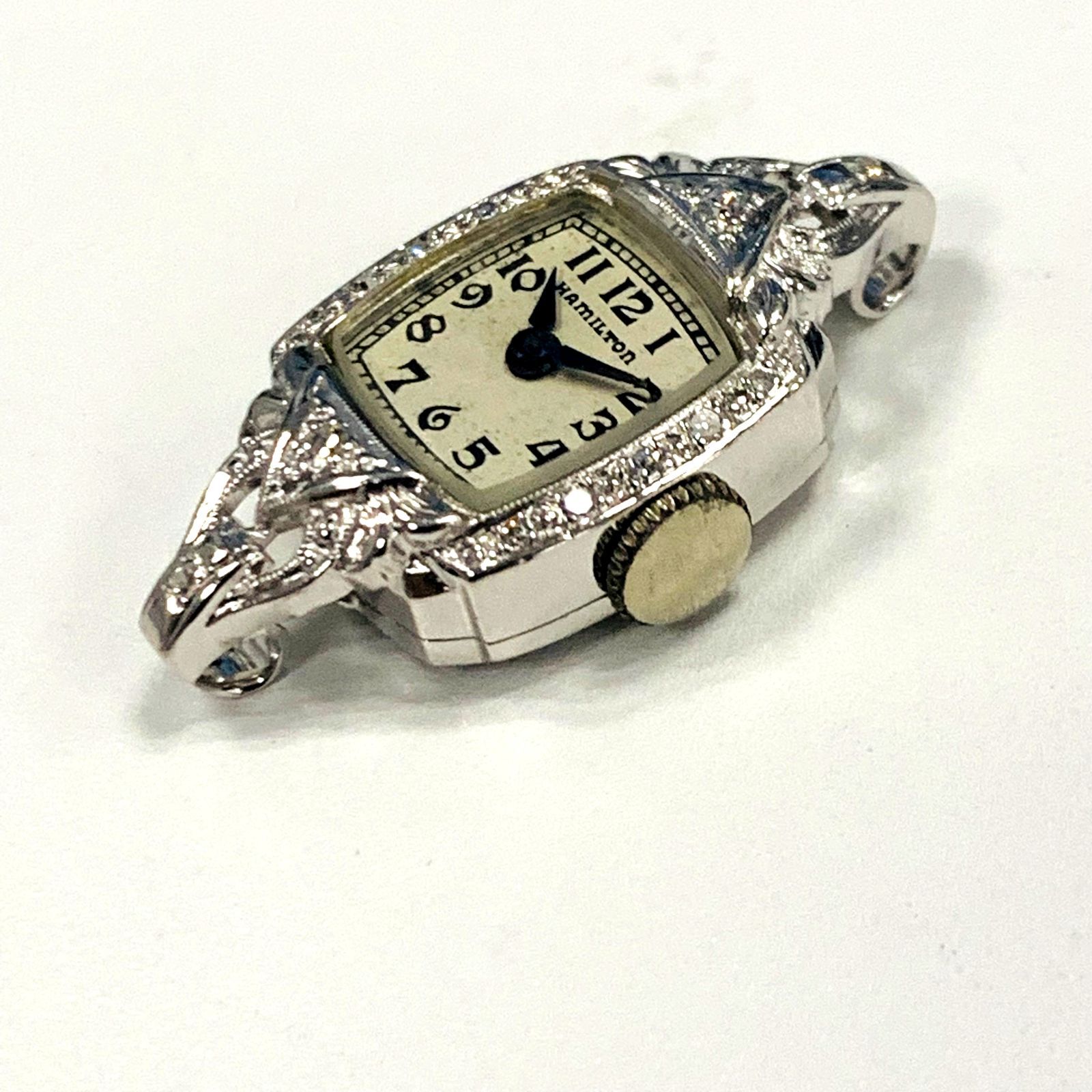 VINTAGE HAMILTON ハミルトン 14KWG 手巻き 不動 ジュエリー
