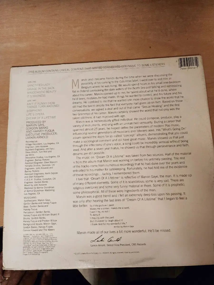 マービン 同性愛者 Dream Of A Lifetime LP 記録
