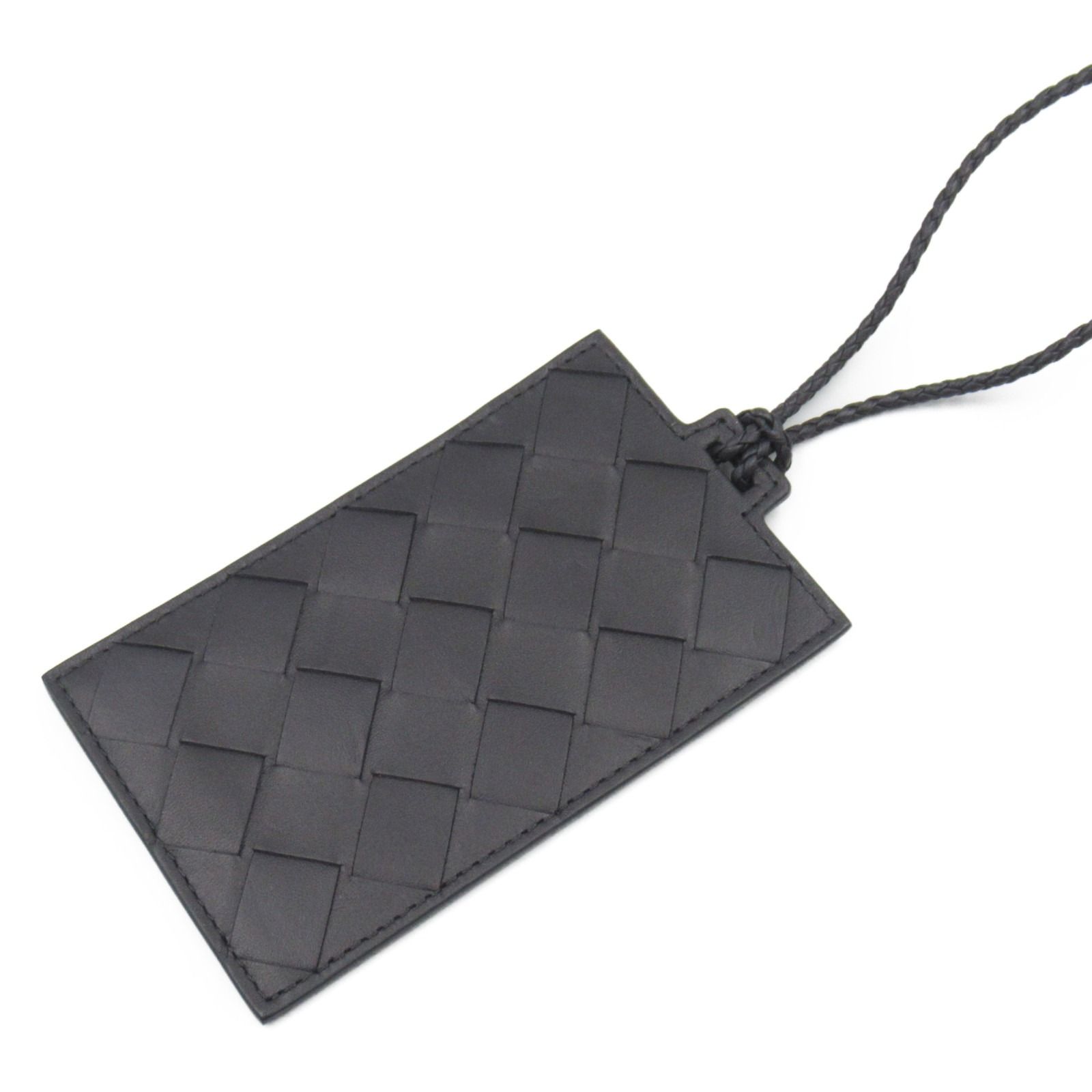 ボッテガヴェネタ BOTTEGA VENETA その他ケース イントレチャート ネックストラップ IDケース 607518 ブラック レザー イントレチャート ネックストラップ IDケース ユニセックス Used A